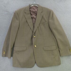 Stafford Blazer Sport Jacket Coat Mens 44R Brown Wool Polyester Gold Buttons